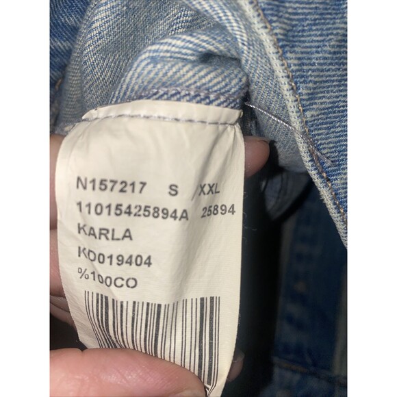 New Mavi jean jacket patches 90s 80s KARLA Sequin retro L Heart city - Picture 10 of 11